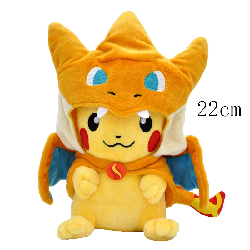 Cosplay Pikachu Pokemon Plush Eevee Charizard Snorlax Garchomp Tyranitar Hydreigon Ampharos Stuffed Doll Toy For Kid Miniso Gift