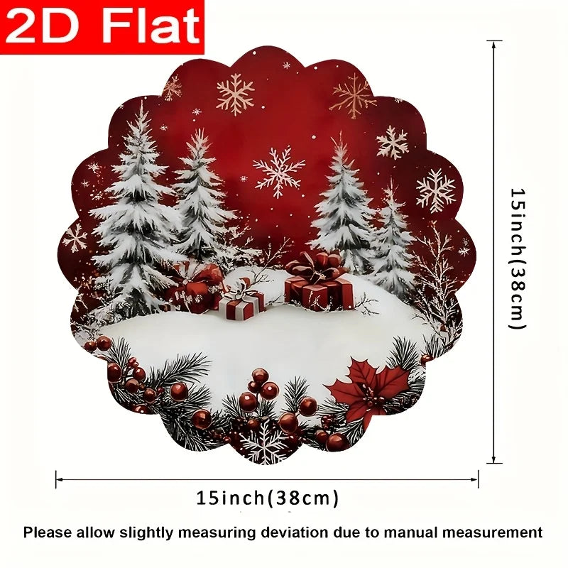 Winter Snowflake Round Placemats Set of 6, 38 cm Seasonal Table Mats for Cozy Christmas Dinners and Holiday Gatherings