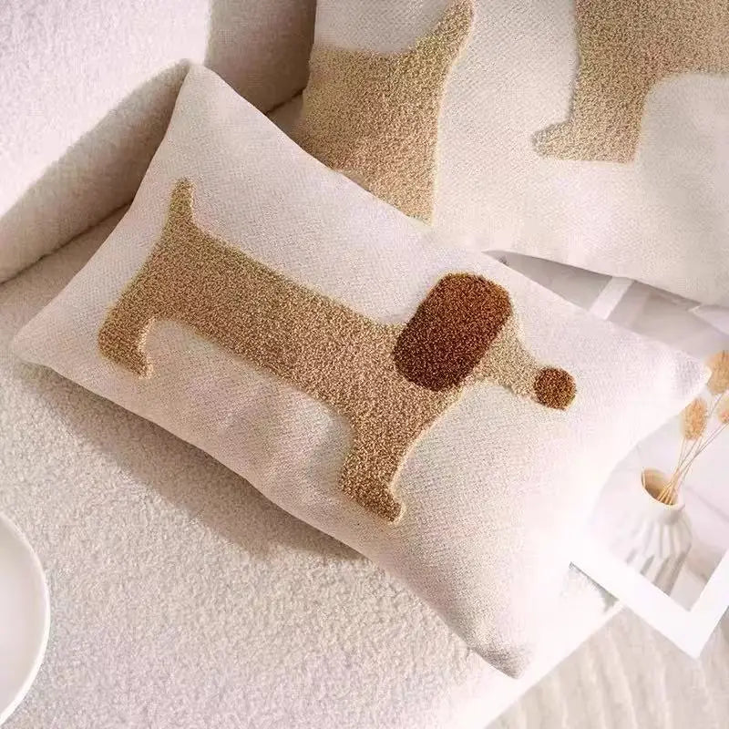 Playful Pup Embroidered Pillow Cover – Square & Lumbar