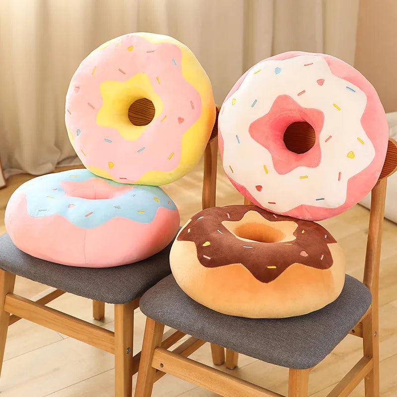 Kawaii 42cm Simulation Cartoon Fried Doughnut Plush Throw Pillow Cute Soft Stuffed Food Sweet Doll Toys Birthday Gifts Decor