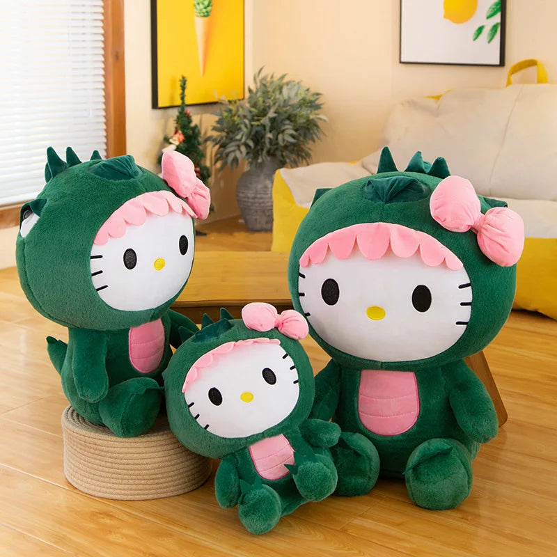 35/50/65cm Giant Kawaii Hello Kitty Dinosaur Plush Toy Cartoon Doll Room Decoration Sleeping Throw Pillow Kids Birthday Gift