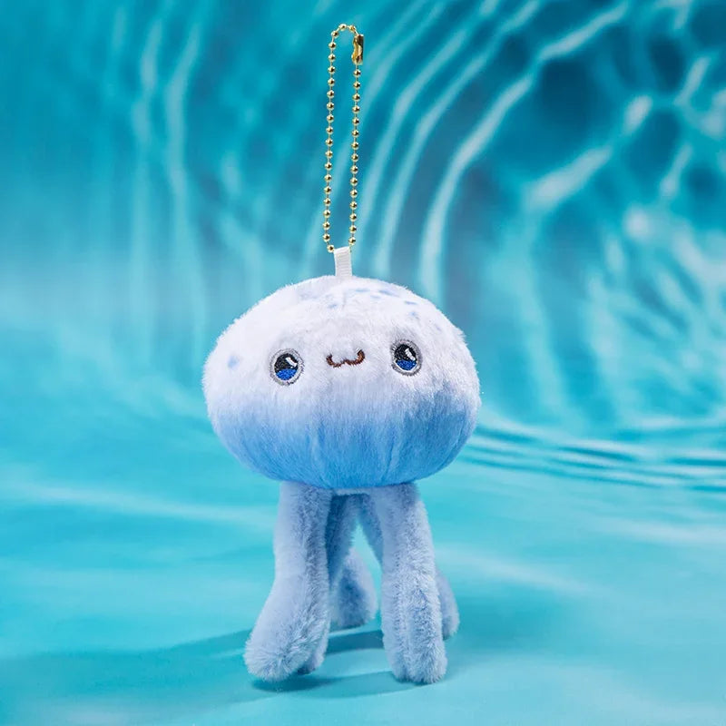 New Marine Animal Pendant Crab Lobster Devil Fish Octopus Sardine Oyster Fish Plush Doll Soft Stuffed Toys Key Ring Cartoon Gift