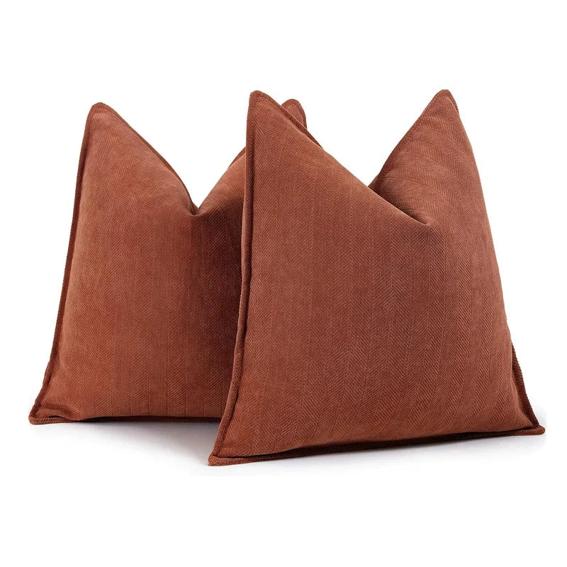 Pack of 2 Pillow Covers Soft Chenille Luxurious Couch Throw Pillows Farmhouse Cushion Covers with Elegant Design for Home Decor