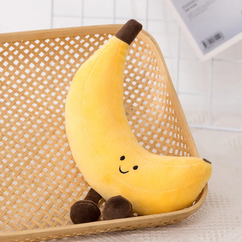 Kawaii Cartoon Fruit Series Plush Doll Cute Vegetable Corn Eggplant Pitaya Peach Pear Banana Watermelon Plush Toy Home Decor