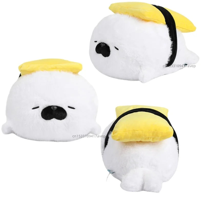 Dropship Cute Sushi Seal Plush Toy Lifelike Stuffed Marine Sea Otter Japanese Fried Shrimp Soft Doll Pillow Cushion For Kids