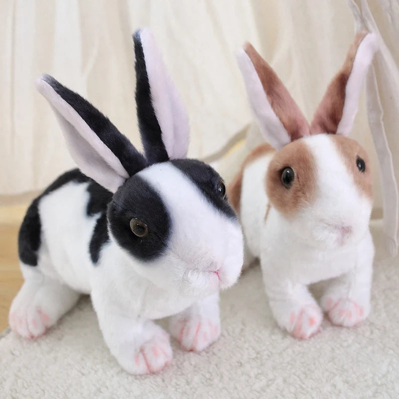3 Colour Simulation Kawaii Realistic Rabbit Plush Toy Lifelike Animal Stuffed Doll Toys for Kids Girls Birthday Gift Room Decor