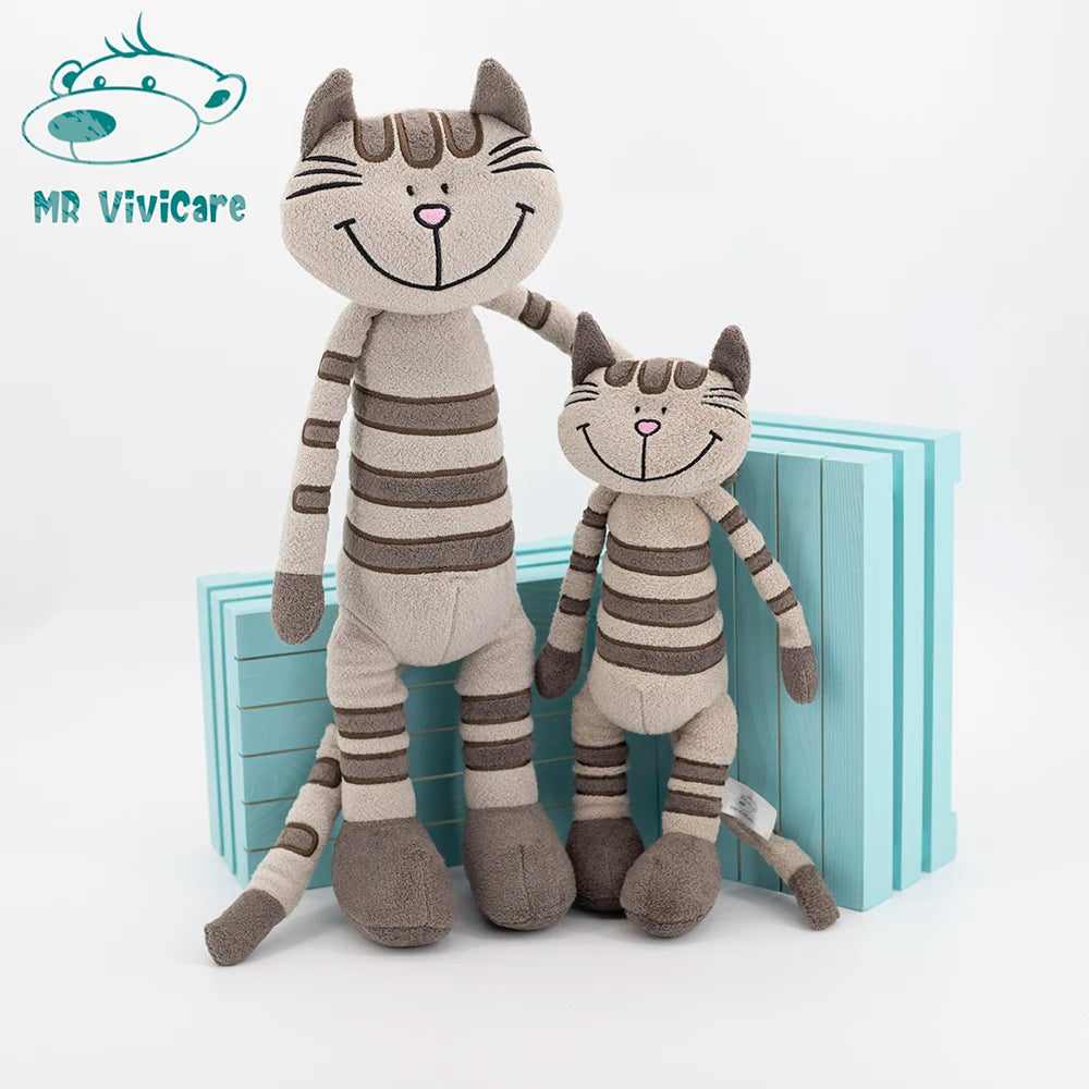“MR Vivicare Striped Cat Plush Dolls - 35cm/45cm Soft Cuddly Stuffed Animals, Cute Smiling Cat Toys for Kids & Adults, Cozy Companion for Bedroom & Nursery”