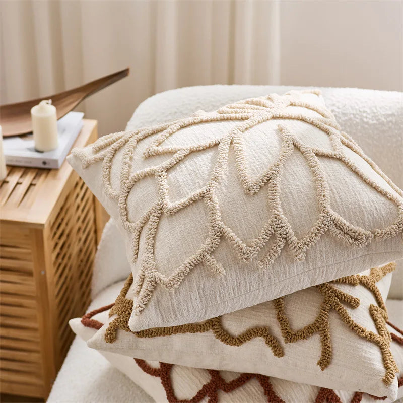 Boho Chenille Throw Pillow Cover Luxury Floral Tufted Cushion Cover Farmhouse Pillowcase For Home Sofa Living Room Bed Decor