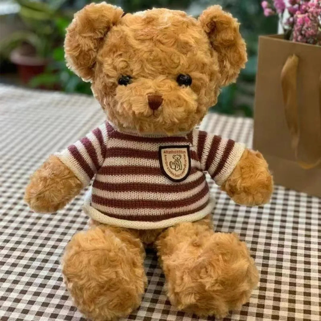 30cm Cute Teddy Bear Plush Toy Wearing Sweater Adorable Stuffed Animal with Soft Sweater Teddy Bear Perfect Gift for Kids