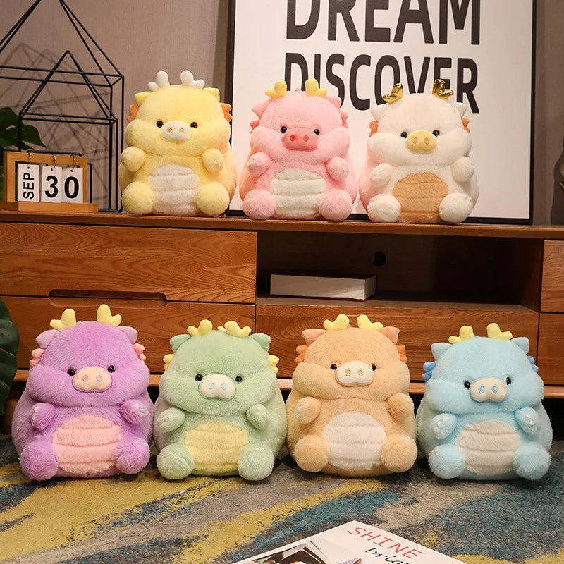 30cm/11.81in Kawaii Funny Pig & Dragon Plush Toy, Stuffed Soft Animal Piggy DollThrow Pillow Cushion, Funny Birthday Xmas Gift F