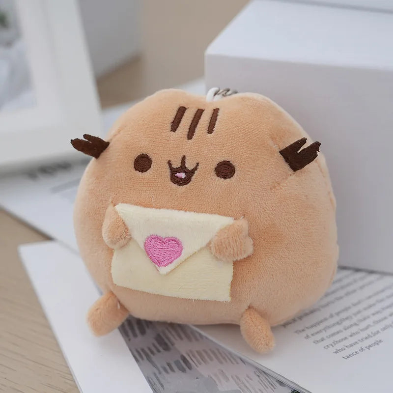 JELLY SIGHT Adorable Food - Loving Plush Chubby Cat Keychains Set, Soft PP Cotton Filled, for All Ages