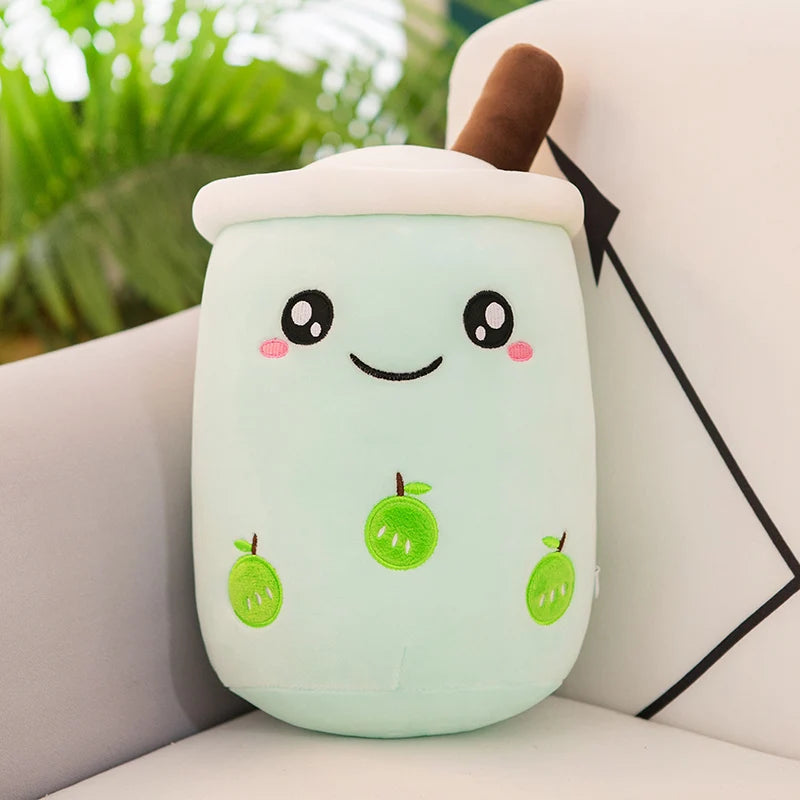 Kawaii Boba Fruit Bubble Tea All Series Cartoon Plush Toy Stuffed Animals Cute Food Milk Tea Soft Toys Room Decor Pillow Gifts