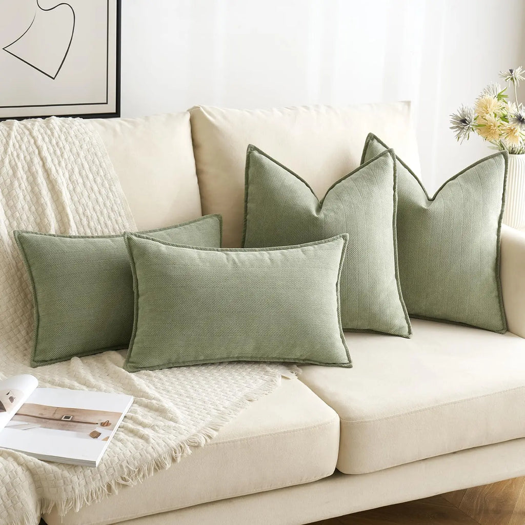 Pack of 2 Pillow Covers Soft Chenille Luxurious Couch Throw Pillows Farmhouse Cushion Covers with Elegant Design for Home Decor