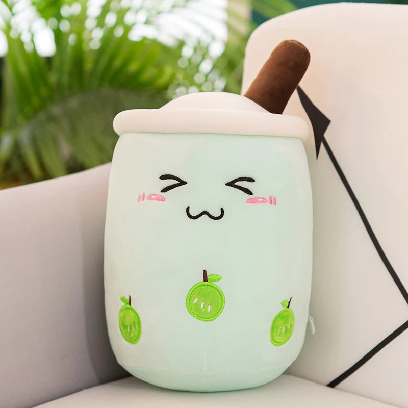 Kawaii Boba Fruit Bubble Tea All Series Cartoon Plush Toy Stuffed Animals Cute Food Milk Tea Soft Toys Room Decor Pillow Gifts