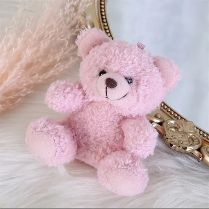 10Cm Curly Plush Sitting Doll Small Plush Toy Bear Bag Pendant DIY Wedding Gift Box Keychain Pendant 4 Color