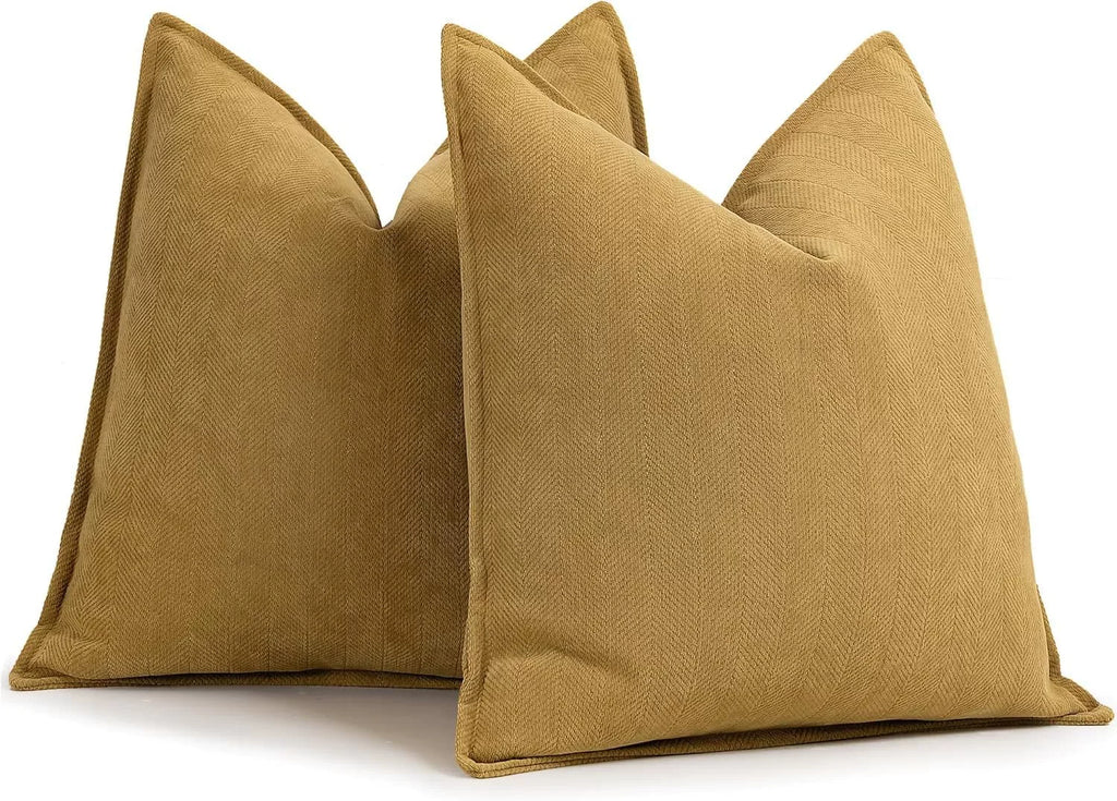 Pack of 2 Pillow Covers Soft Chenille Luxurious Couch Throw Pillows Farmhouse Cushion Covers with Elegant Design for Home Decor