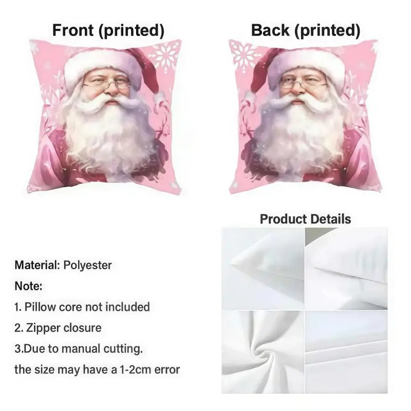 Christmas Wreath & Bow Pillow Cover – Double-Sided Holiday Sofa Cushion Case