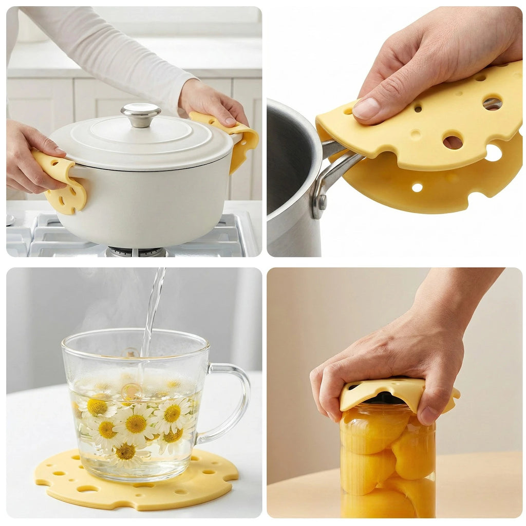 Cheese-Shaped Silicone Cup Mat, Playful 16 cm Drink Coaster in White or Yellow for Cozy Kitchen and Coffee Table Decor