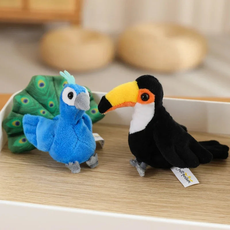 Cute Cartoon Animal Plush Hand Finger Puppet Toys Soft Mini Lifelike Parrot Peacock Shark Octopus Toys Funny Finger Game Props