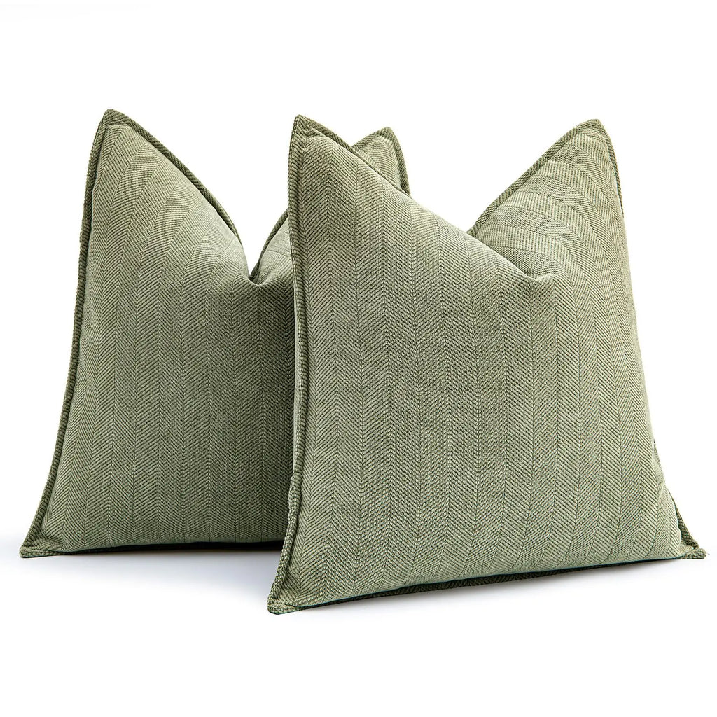 Pack of 2 Pillow Covers Soft Chenille Luxurious Couch Throw Pillows Farmhouse Cushion Covers with Elegant Design for Home Decor