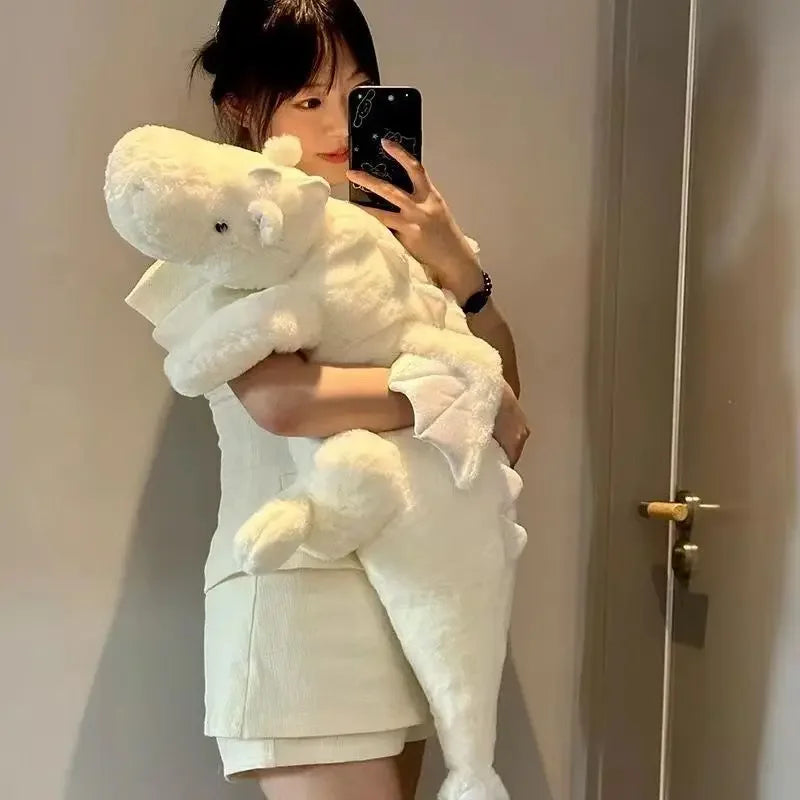 150cm Giant White Dragon Plush Toy with Unicorn Horn Flying Pterosaur Dinosaur Pillow Dinosaur Kawaii Holiday Gift Anime Pillow