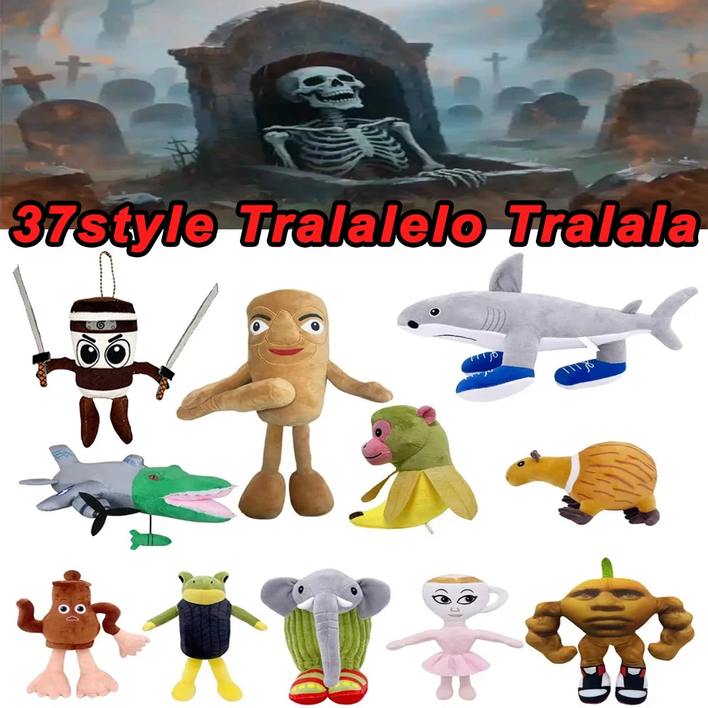 42style Tralalelo Tralala Plush Tungtungtung Italian Brainrot Al Tralalero Tralala Plush Doll Stuffed Soft Pillow Custom Toys