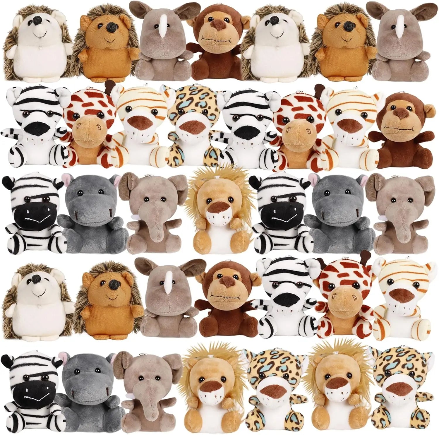 12-36 PCS Small Safari Stuffed Animals Bulk 12cm Jungle Animal Mini Plush Toys for Party Favors Birthday Baby Shower Gift Bags