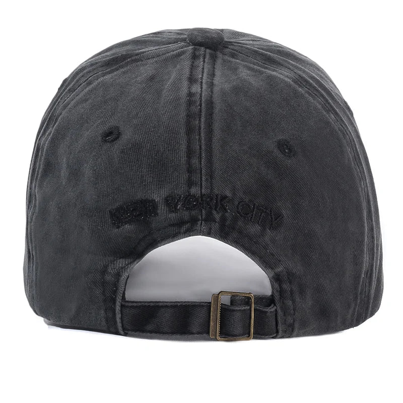 Vintage Washed Cotton Dad Hat – Unisex Distressed "New York" Embroidered Baseball Cap