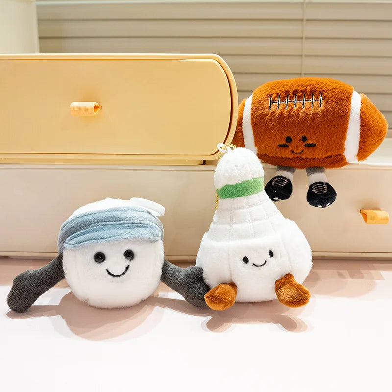 Cute and creative cartoon sports game ball pendant planet plush toy tennis doll fun claw machine