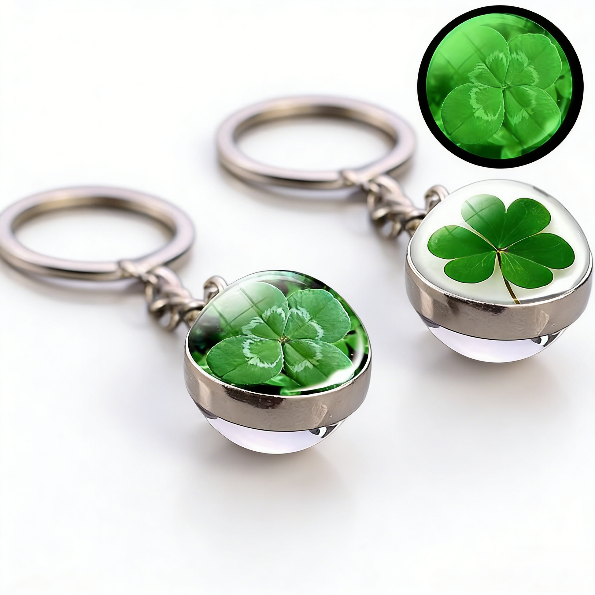 Glow in the Dark Four Leaf Clover Keychain | Graduation Gift Memorial Lucky Charm