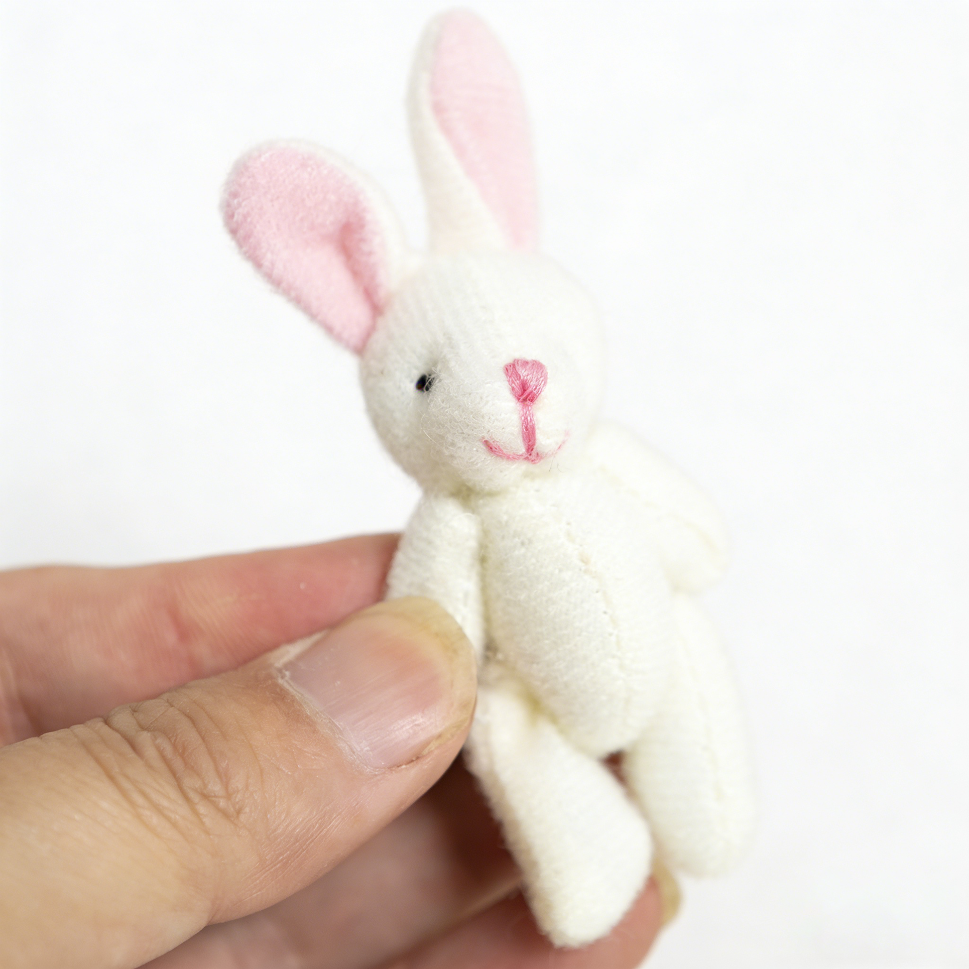 Mini Jointed Bunny Plush Toy - Poseable Stuffed Rabbit Doll (Assorted Colors) | Small Fluffy Bunny Ornament, Backpack Charm, Gift for Kids & Collectors