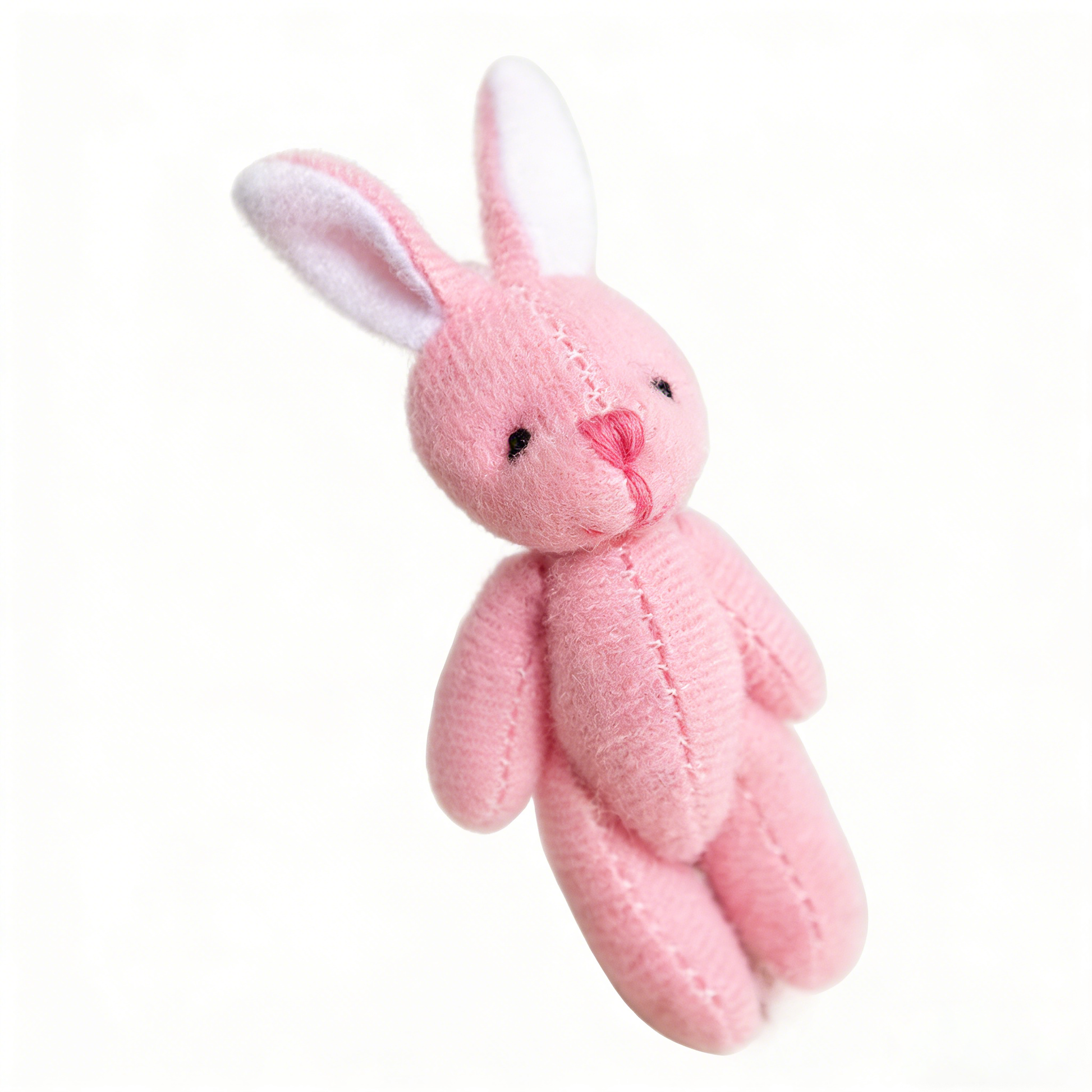 Mini Jointed Bunny Plush Toy - Poseable Stuffed Rabbit Doll (Assorted Colors) | Small Fluffy Bunny Ornament, Backpack Charm, Gift for Kids & Collectors