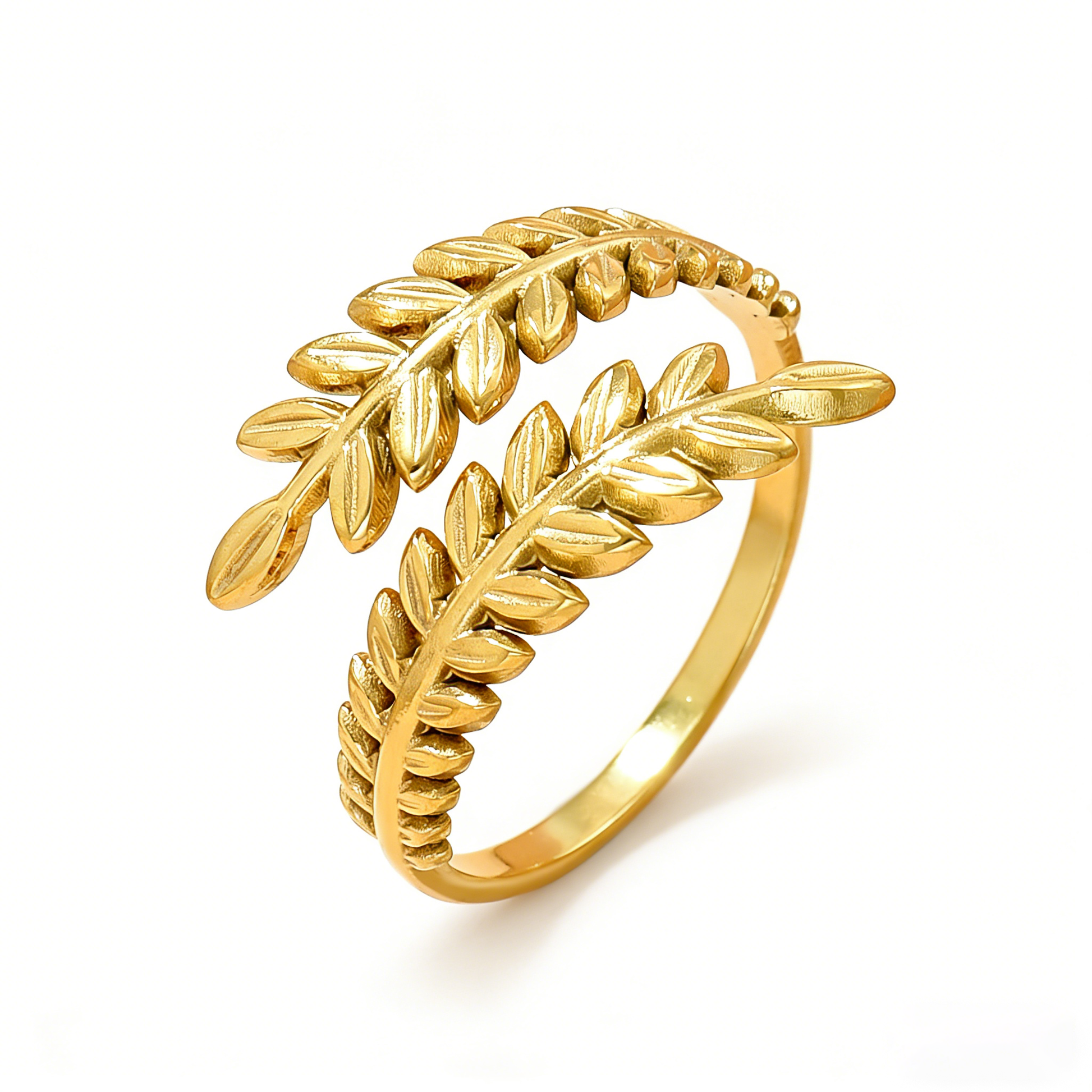 Adjustable Titanium Steel Leaf Ring | Hypoallergenic Minimalist Nature Jewelry