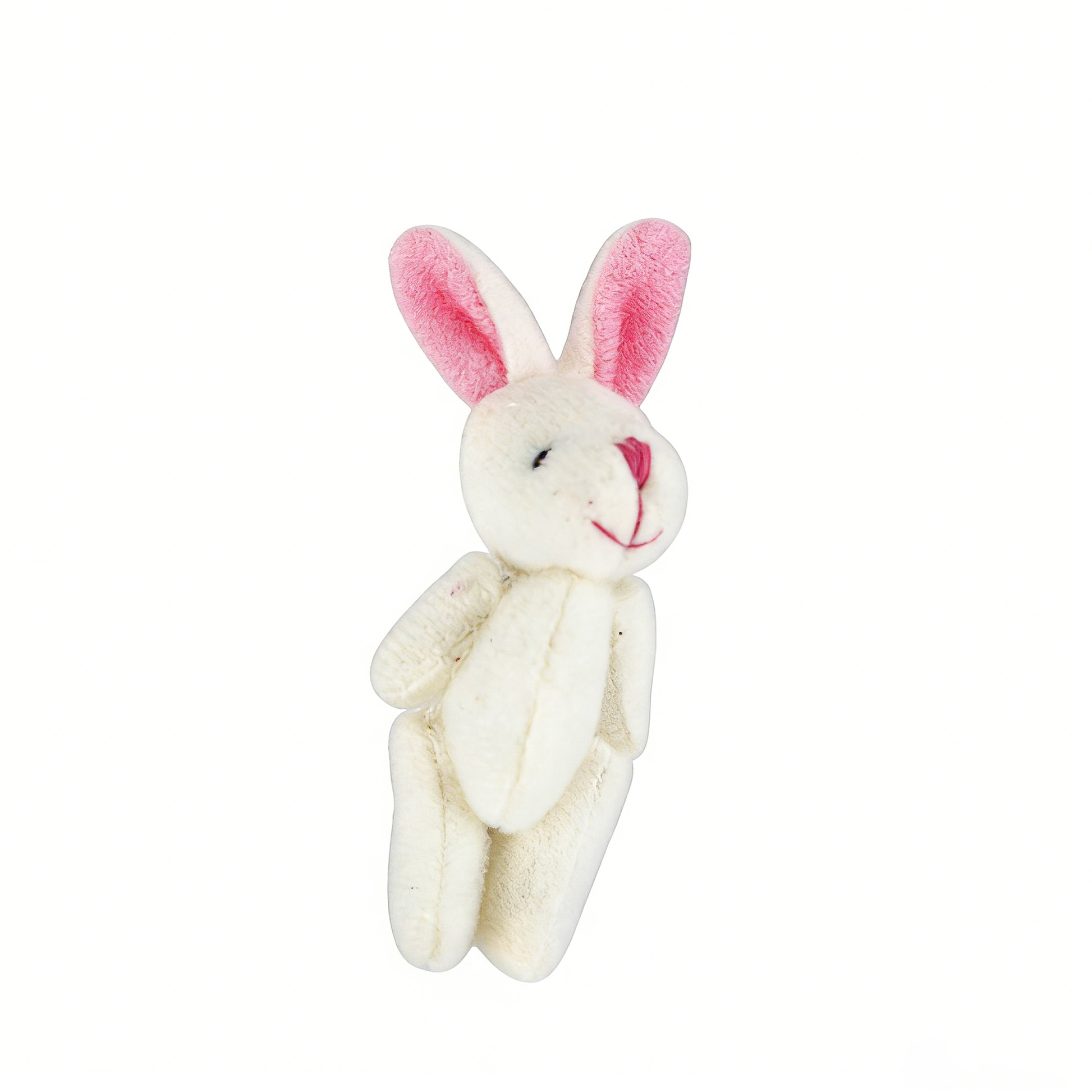 Mini Jointed Bunny Plush Toy - Poseable Stuffed Rabbit Doll (Assorted Colors) | Small Fluffy Bunny Ornament, Backpack Charm, Gift for Kids & Collectors