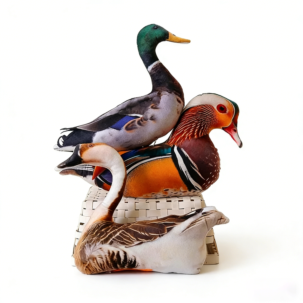 Realistic Farm Animal Plush Set (Rooster, Hen, Duck, Mandarin Duck) | 50cm Soft Stuffed Bird Toys | Emotional Support Cuddle Pillows | Unique Home Decor Gift for Animal Lovers