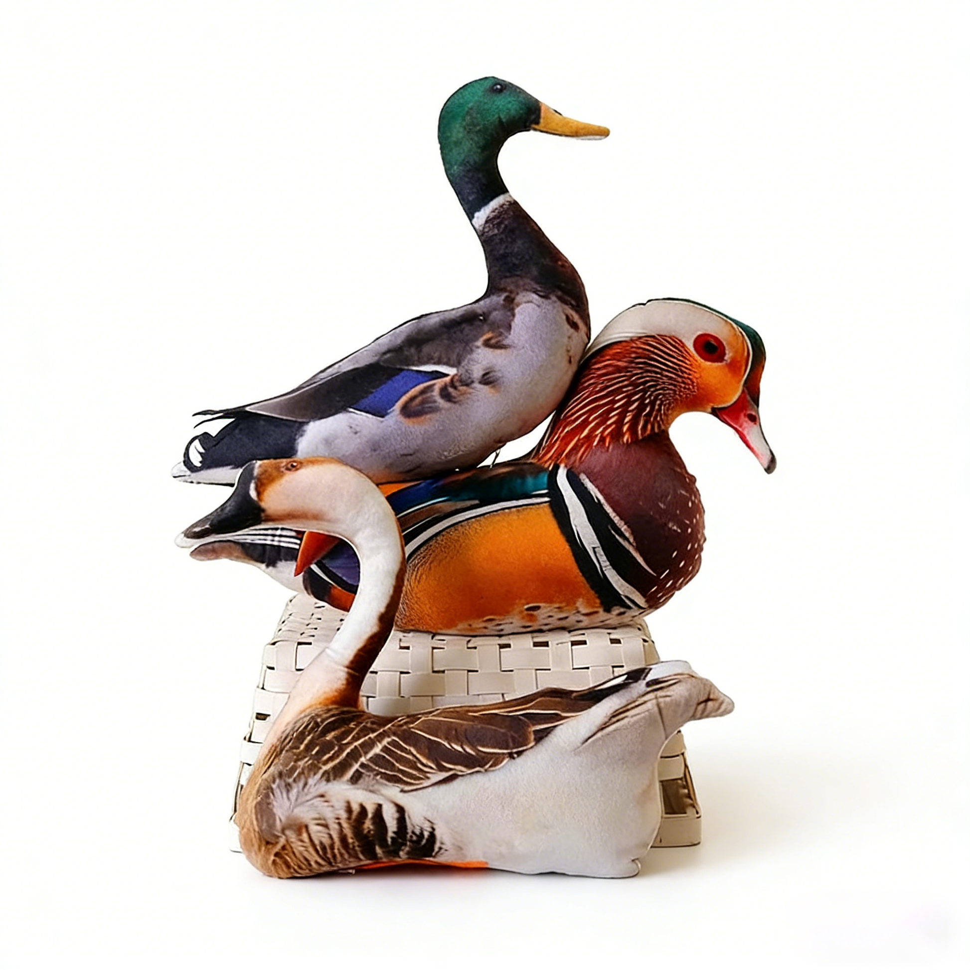 Realistic Farm Animal Plush Set (Rooster, Hen, Duck, Mandarin Duck) | 50cm Soft Stuffed Bird Toys | Emotional Support Cuddle Pillows | Unique Home Decor Gift for Animal Lovers