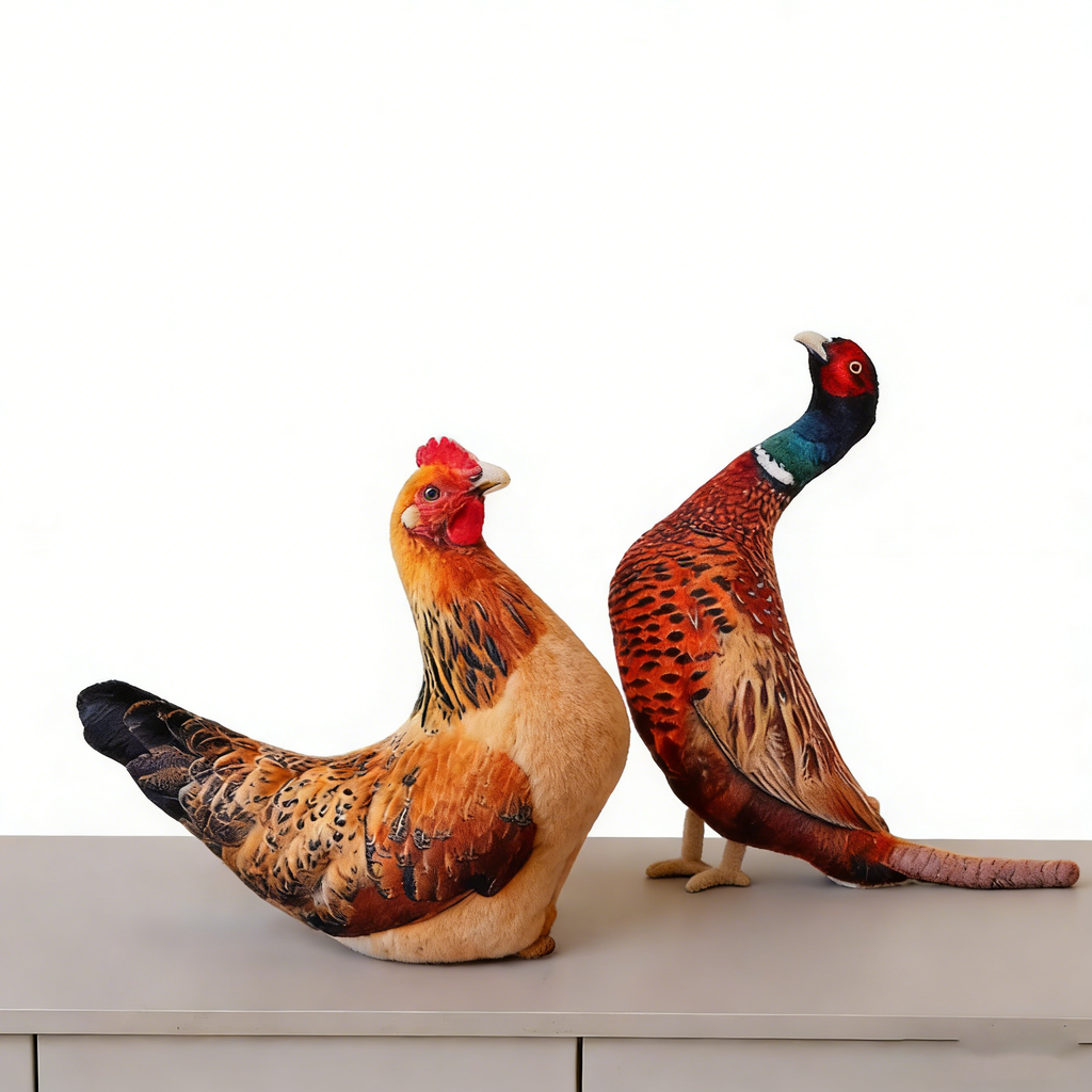 Realistic Farm Animal Plush Set (Rooster, Hen, Duck, Mandarin Duck) | 50cm Soft Stuffed Bird Toys | Emotional Support Cuddle Pillows | Unique Home Decor Gift for Animal Lovers